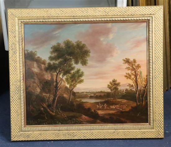 After Claude Lorrain Cattle drover in an Italianate landscape 19 x 22.75in.